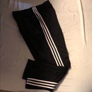 Adidas Mens Black Sweatpants with White Stripes(Size L)